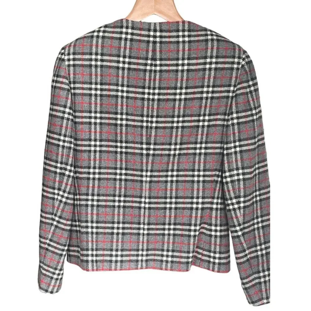 Bridgetown Collection Women's Wool Blend Plaid Full-Zip Jacket Blazer Size 6